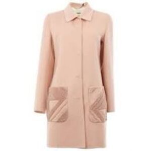 Fendi Roma Wool Coat 42 Blush Pink Shearling Pocket Jacket Italy Luxury Designer
